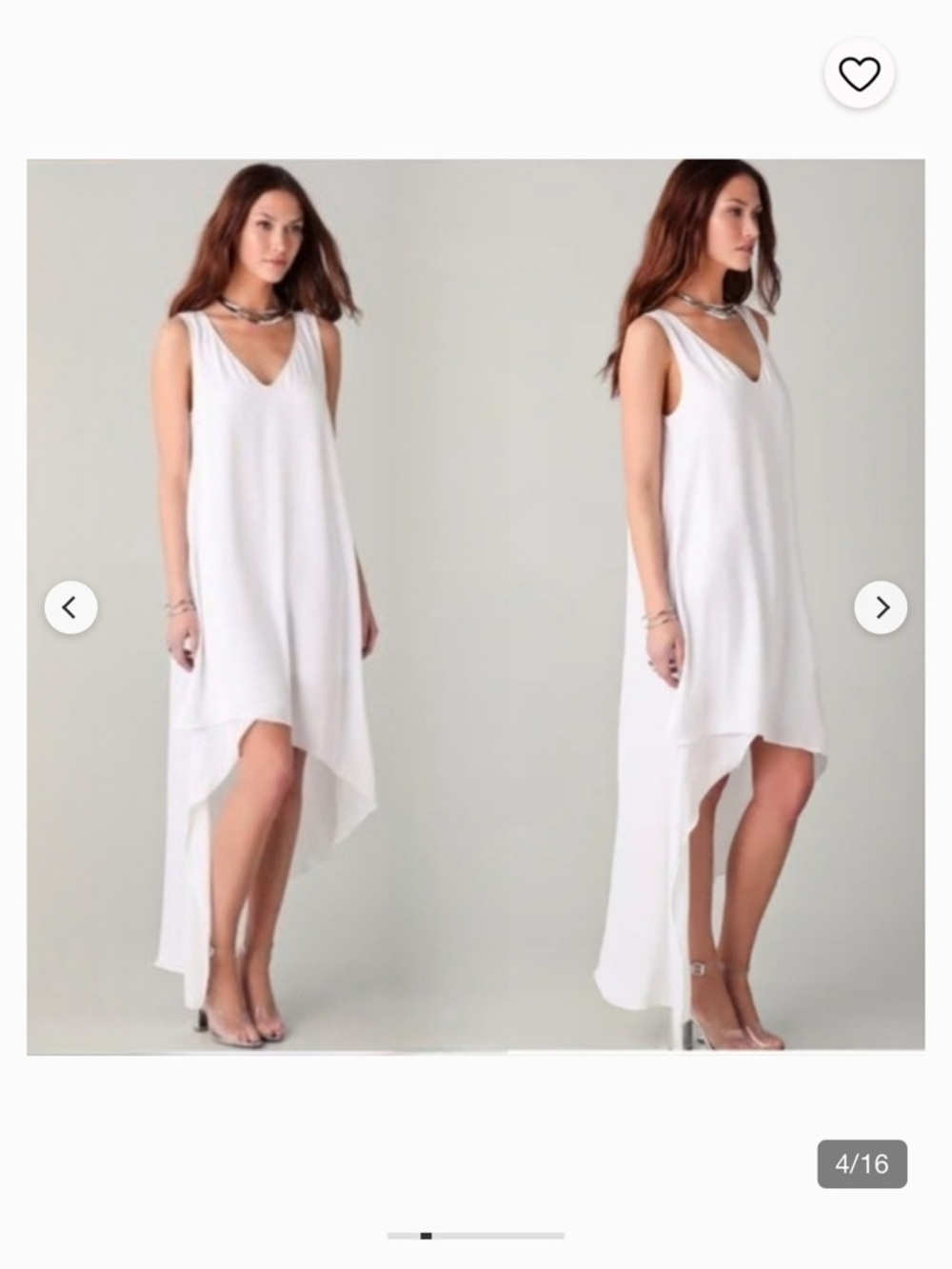 BCBGMaxAzria White Sleeveless V-Neck High-Low Maxi Dress